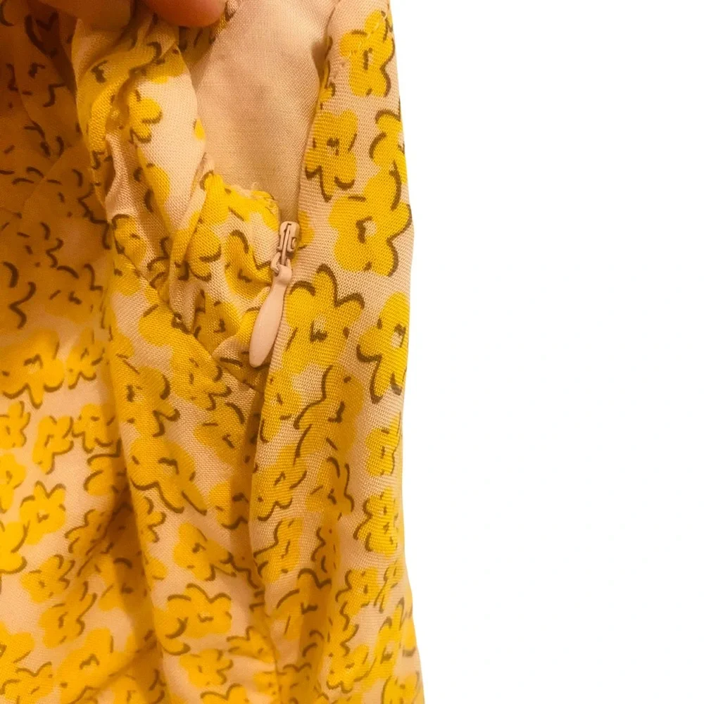 AUGUSTE DEAN GIA MIDI DRESS size 10 Midi Yellow Shirred Leopard Animal Print Zip - Picture 9 of 9